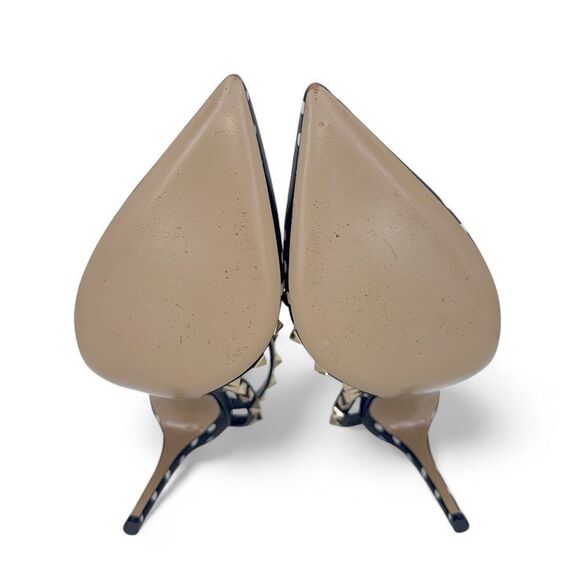 VALENTINO GARAVANI Black Ankle Strap Rockstud White Polkadot Sandals Siz… - Picture 15 of 15